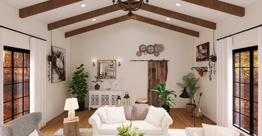 #AmericanRoomContest_Salon cottage rustique 3d design renderings