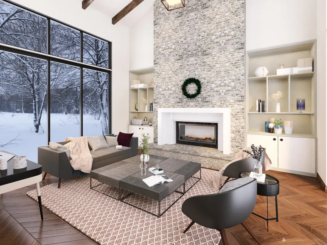 #AmericanRoomContest Small Modern Chalet 3d design renderings