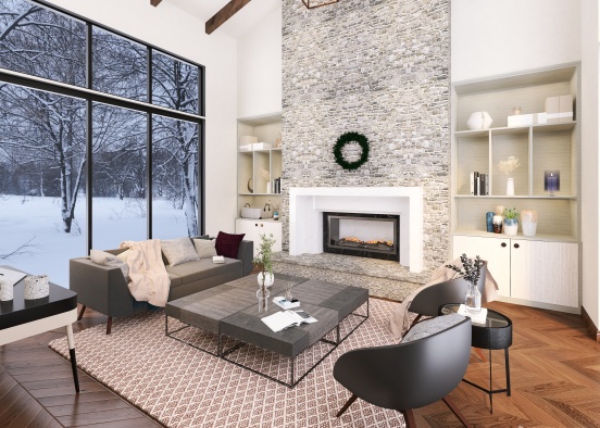 #AmericanRoomContest Small Modern Chalet Design Rendering