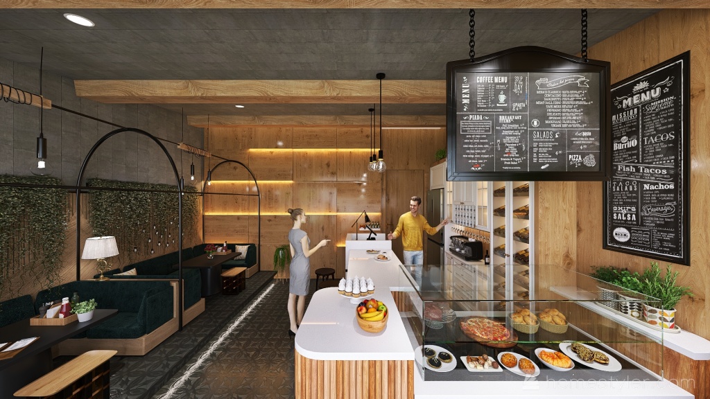 American diner. 3d design renderings