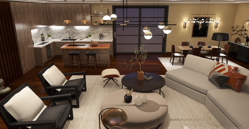 #Japandi Midcentury Modern Living Room 3d design renderings