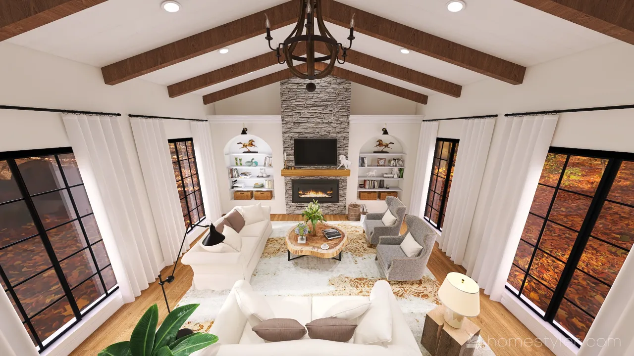 #AmericanRoomContest_Salon cottage rustique 3d design renderings