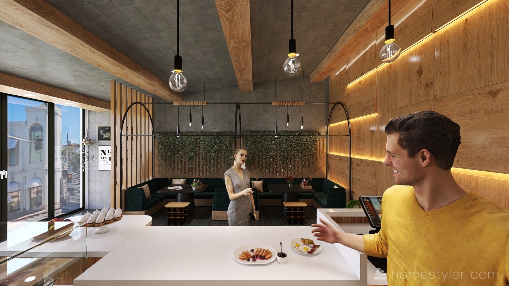 American diner. 3d design renderings