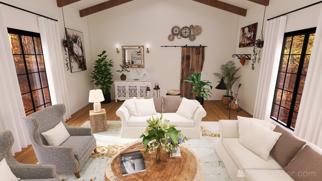 #AmericanRoomContest_Salon cottage rustique 3d design renderings