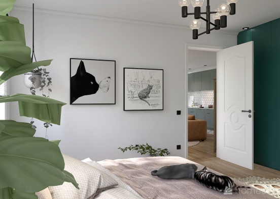 Scandinavian Cozy Cats Home Design Rendering