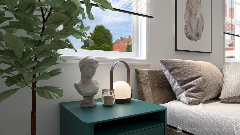 Scandinavian White Green Bedroom 3d design renderings