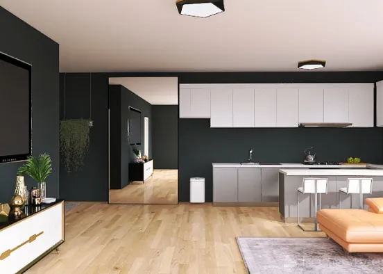 Small, modern apartment Design Rendering