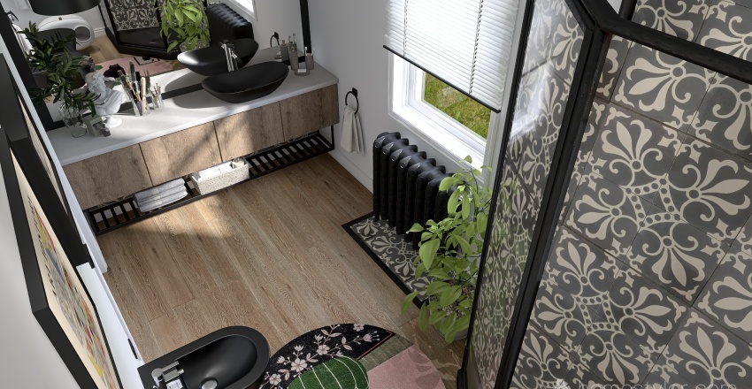 Scandinavian White Green Bathroom 3d design renderings