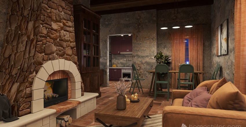 90 Sqm Small Rustic Home 3d design renderings