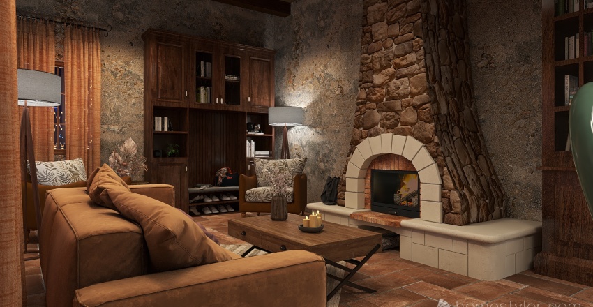 90 Sqm Small Rustic Home 3d design renderings