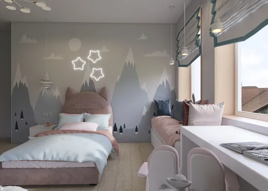 Girl's and boy's rooms Design Rendering