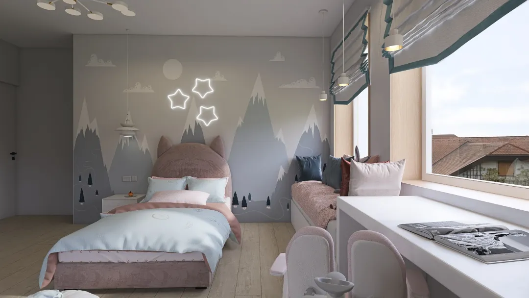 Girl's and boy's rooms 3d design renderings