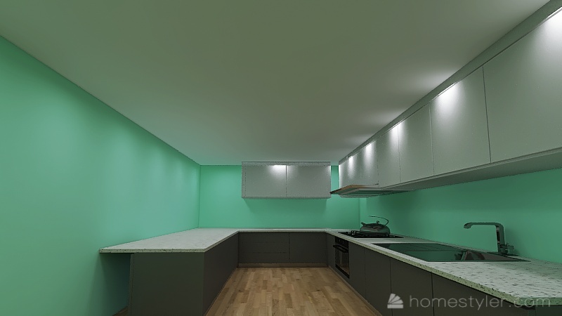 Horseshoe kitchen 3d design renderings