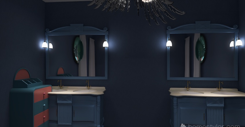 Pink and Blue Girl's Bedroom 3d design renderings