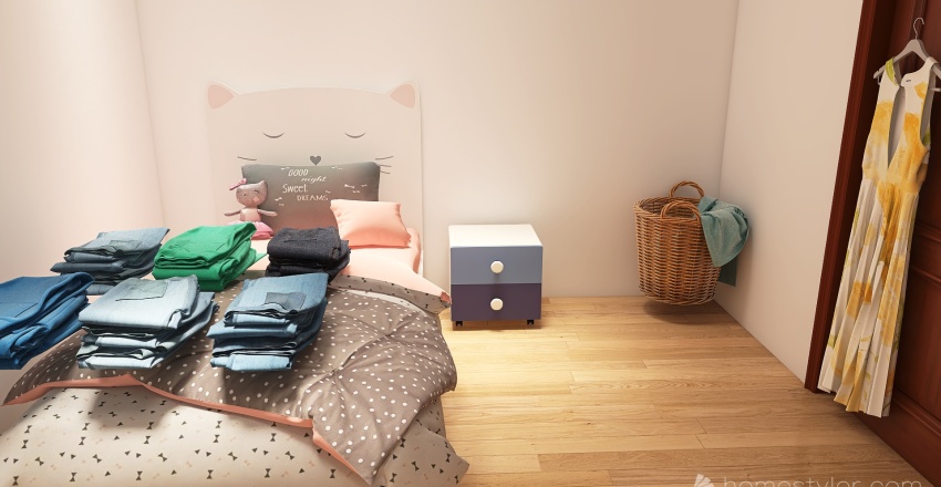 Girls Bedroom With Walk-in closet 3d design renderings