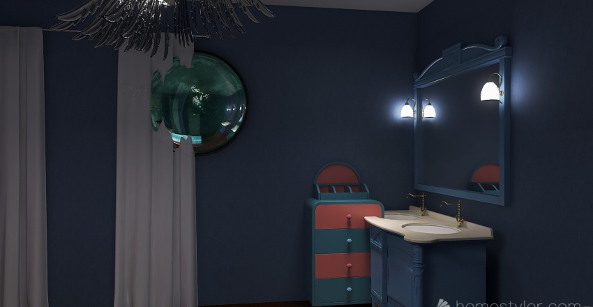 Pink and Blue Girl's Bedroom 3d design renderings