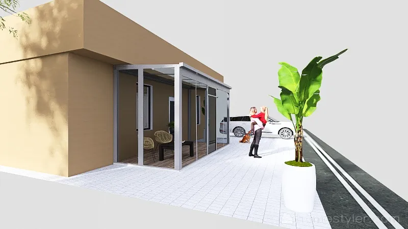 Terrace in front of the house 3d design renderings