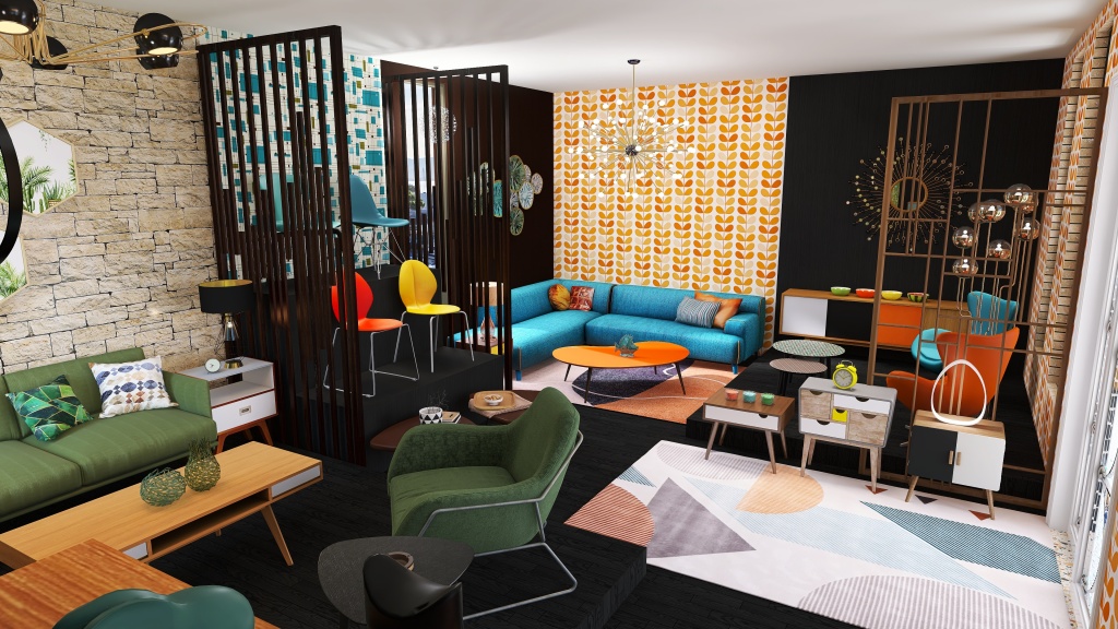 #StoreContest_Mid-Century Modern Furniture Store 3d design renderings