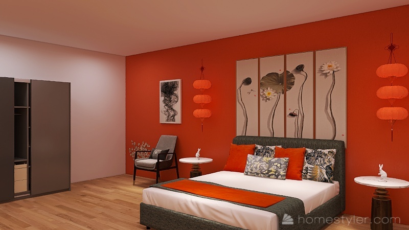 Autumn Bedroom 3d design renderings