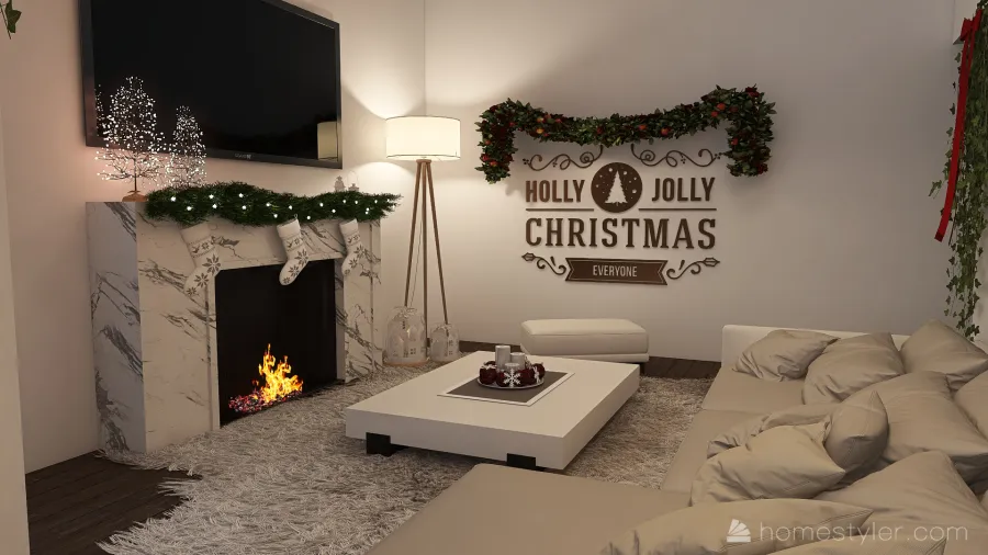 Cozy Christmas Living 3d design renderings