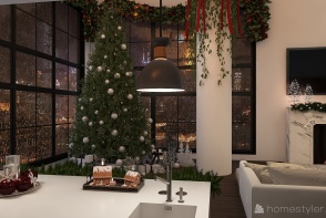 Cozy Christmas Living Design Rendering