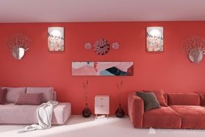 Cozy Pink Living Room Design Rendering