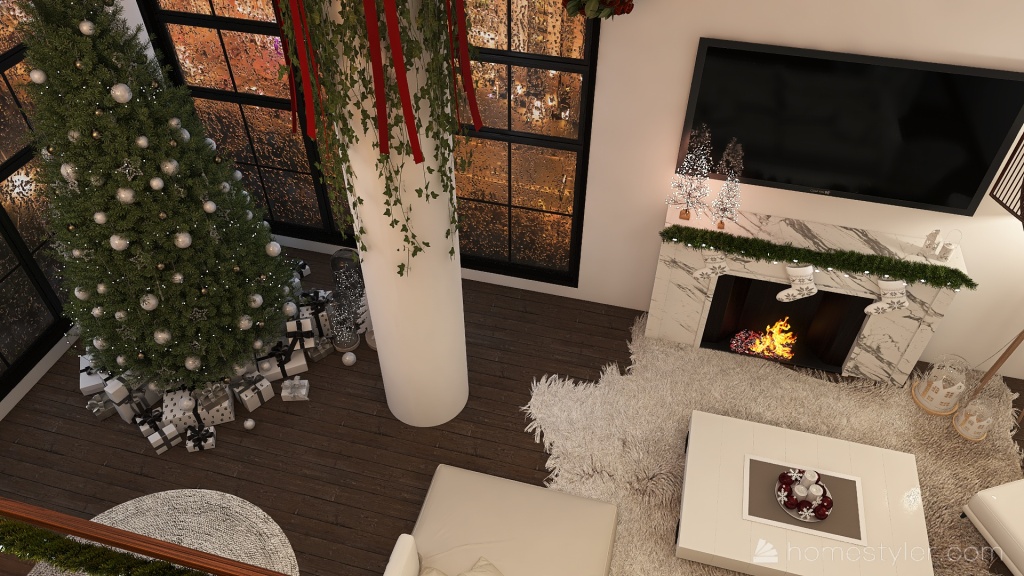 Cozy Christmas Living 3d design renderings
