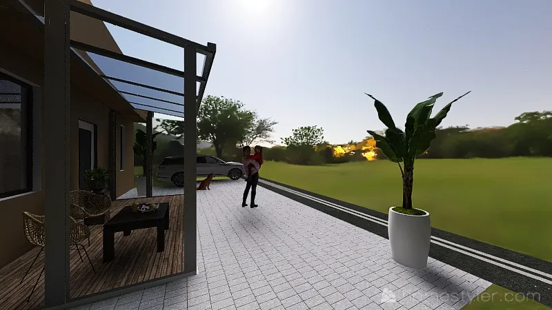 Terrace in front of the house 3d design renderings