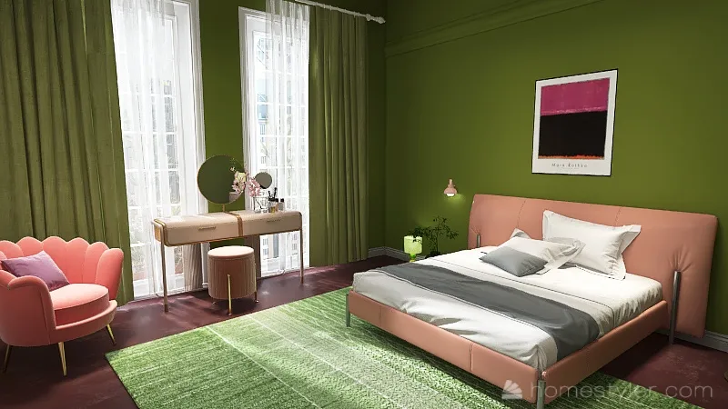 pink and green suite 3d design renderings