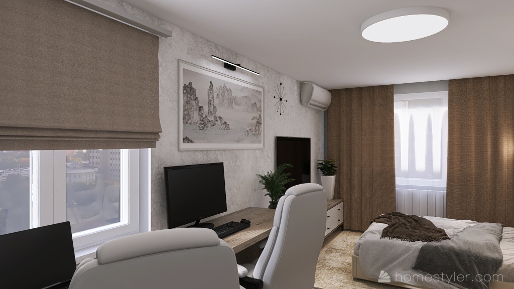 спальня-кабинет 3d design renderings