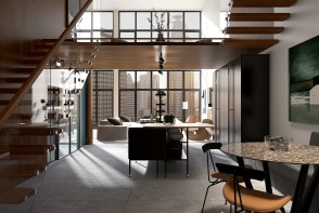 Industrial Penthouse Design Rendering