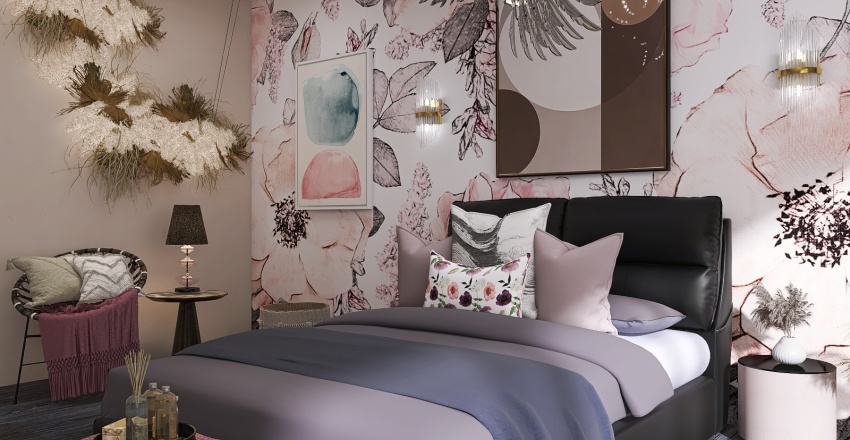 Feminine Bedroom 3d design renderings