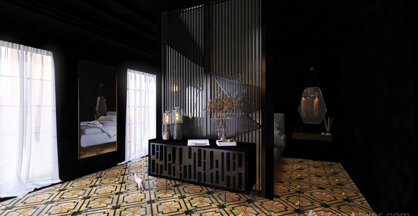 Egyptian-style bedroom 3d design renderings