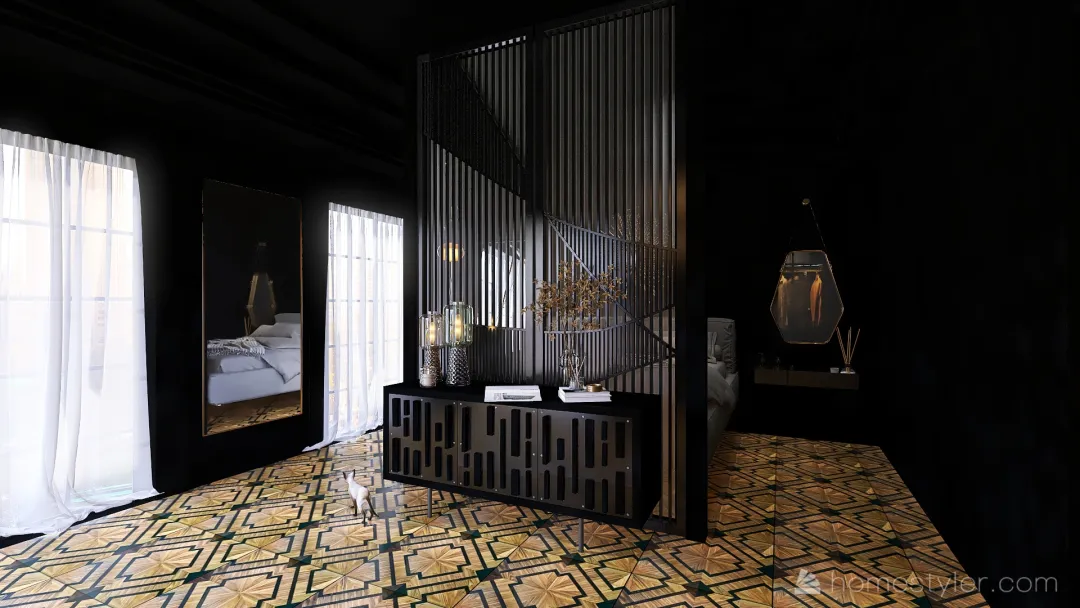 Egyptian-style bedroom 3d design renderings