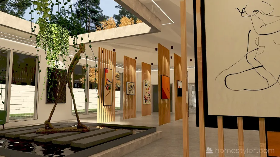 Contemporary Art Gallery The dog 3d design renderings