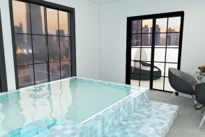 The flat with swimming pool and terrace Design Rendering