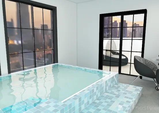 The flat with swimming pool and terrace Design Rendering