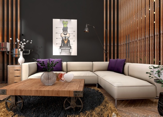 #3-bedroom apartment-style_Wood-Loft-Deko Design Rendering