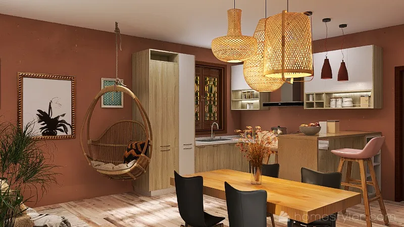 Kitchen&Living Room 3d design renderings