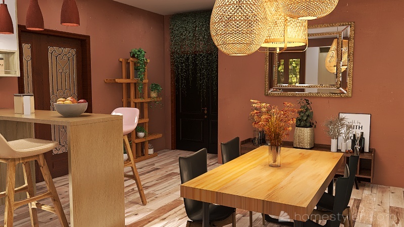 Kitchen&Living Room 3d design renderings