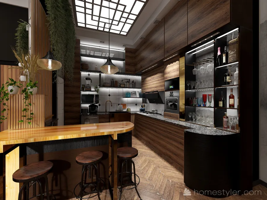 #3-bedroom apartment-style_Wood-Loft-Deko 3d design renderings