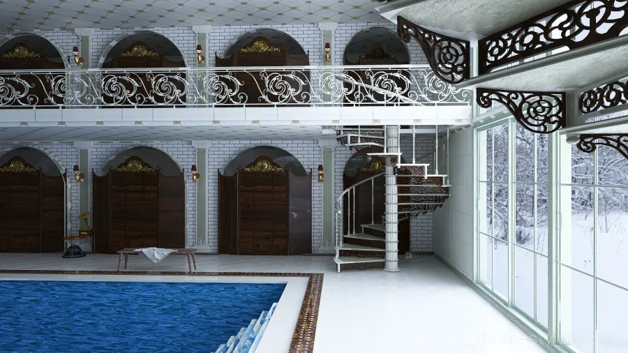 Old Indoor Pool 3d design renderings