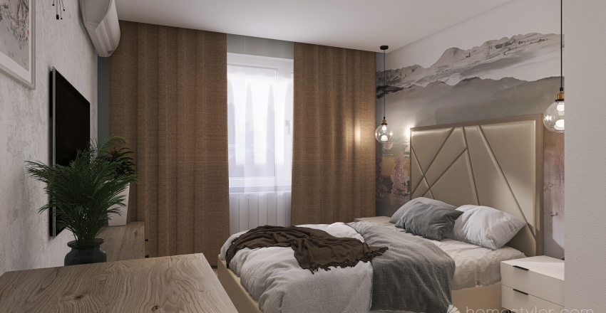 спальня-кабинет 3d design renderings