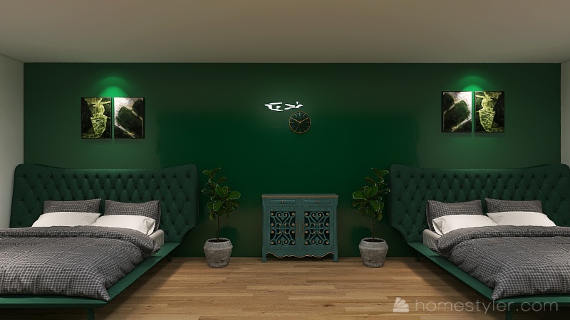 Green Bedroom 3d design renderings