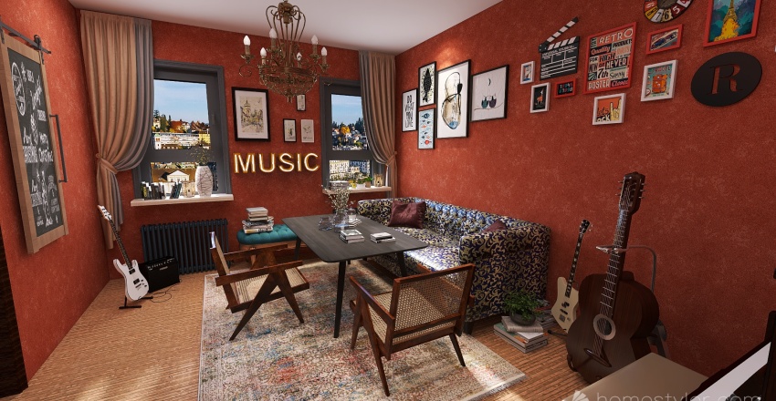 Musician 's Apartment 3d design renderings