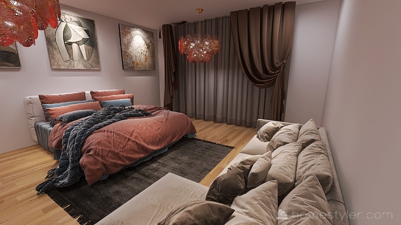 Pink Bedroom 3d design renderings