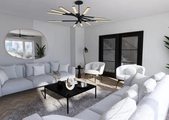 Minimalist Living Room Design Rendering