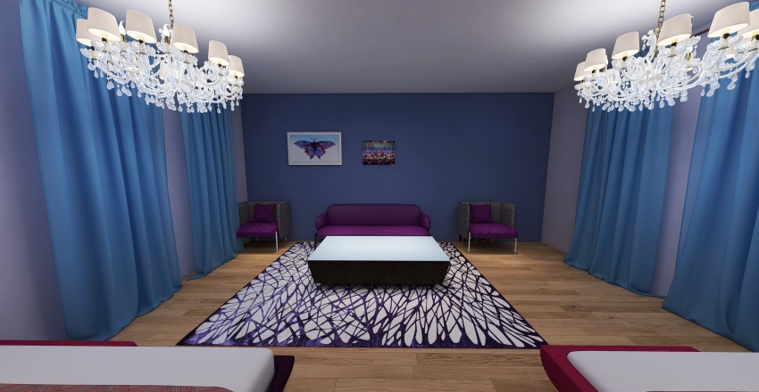 Purple bedroom 3d design renderings