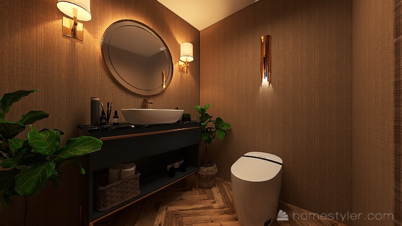 Gold cozy apartment 3d design renderings