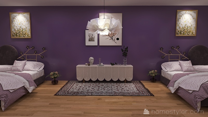Blossom Themed Bedroom 3d design renderings